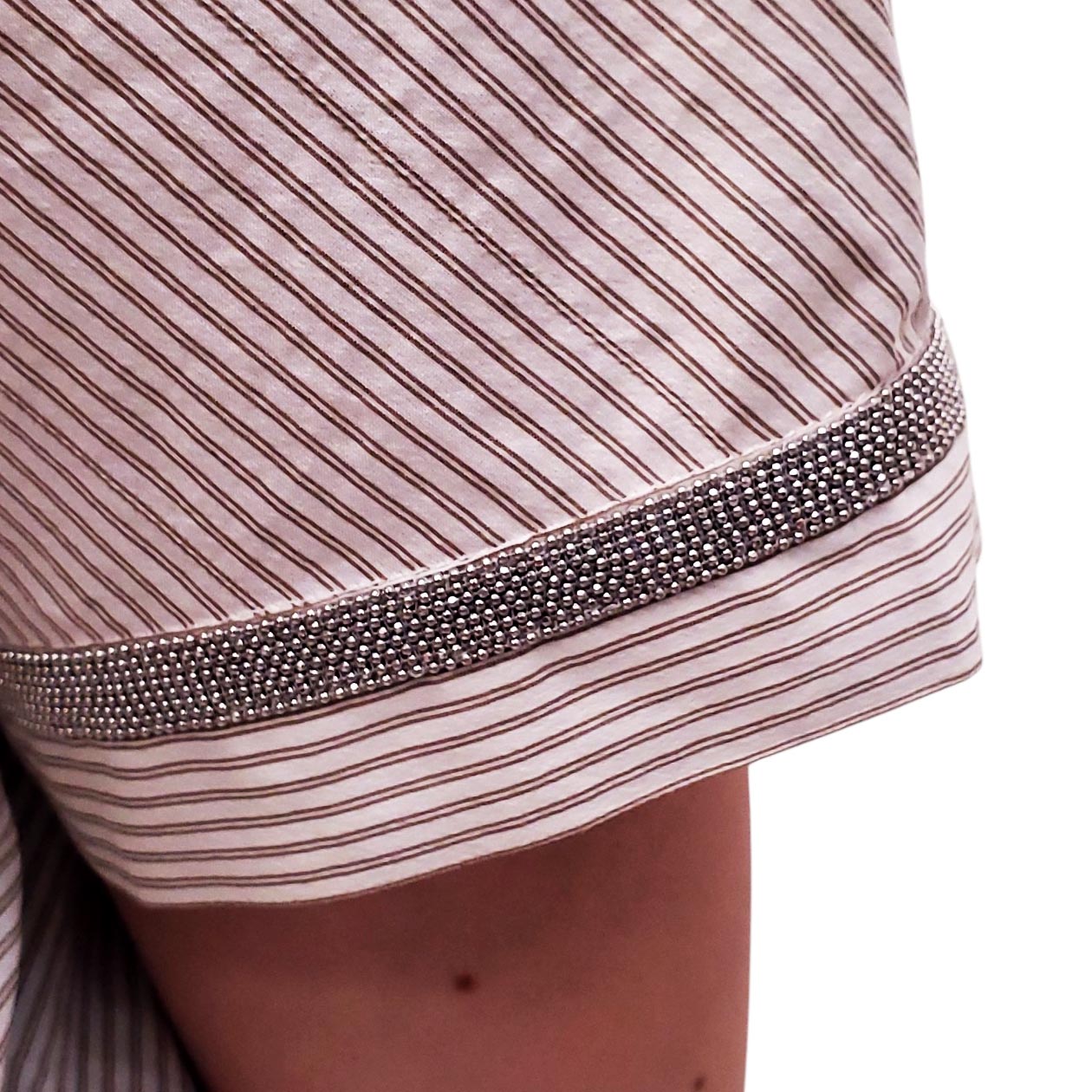 FABIANA FILIPPI STRIPED BLOUSE WITH MONILI - SIZE 36