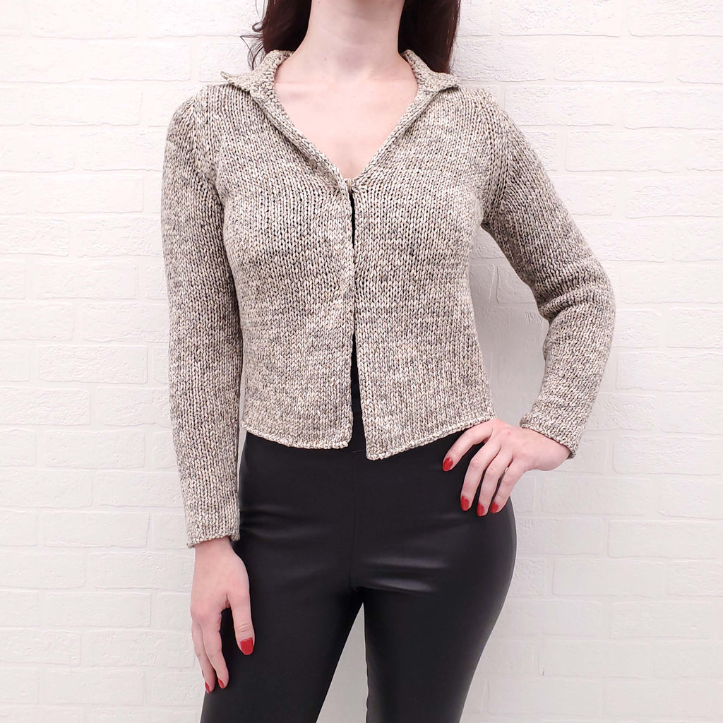 FABIANA FILIPPI TAUPE SPARKLE KNIT CARDIGAN - SIZE S
