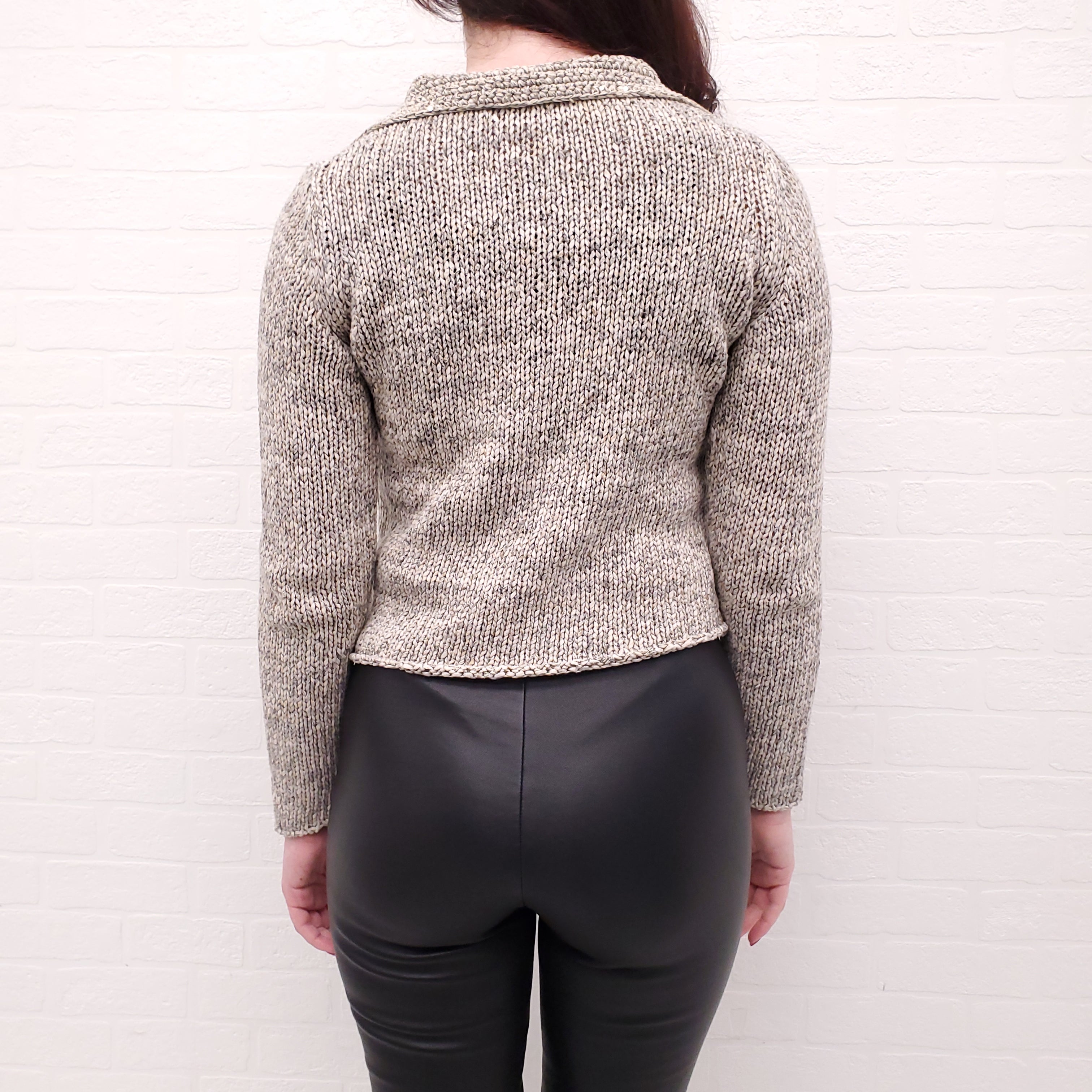 FABIANA FILIPPI TAUPE SPARKLE KNIT CARDIGAN - SIZE S