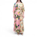 FARM RIO YELLOW AND PINK PATTERNED DRESS - SIZE S