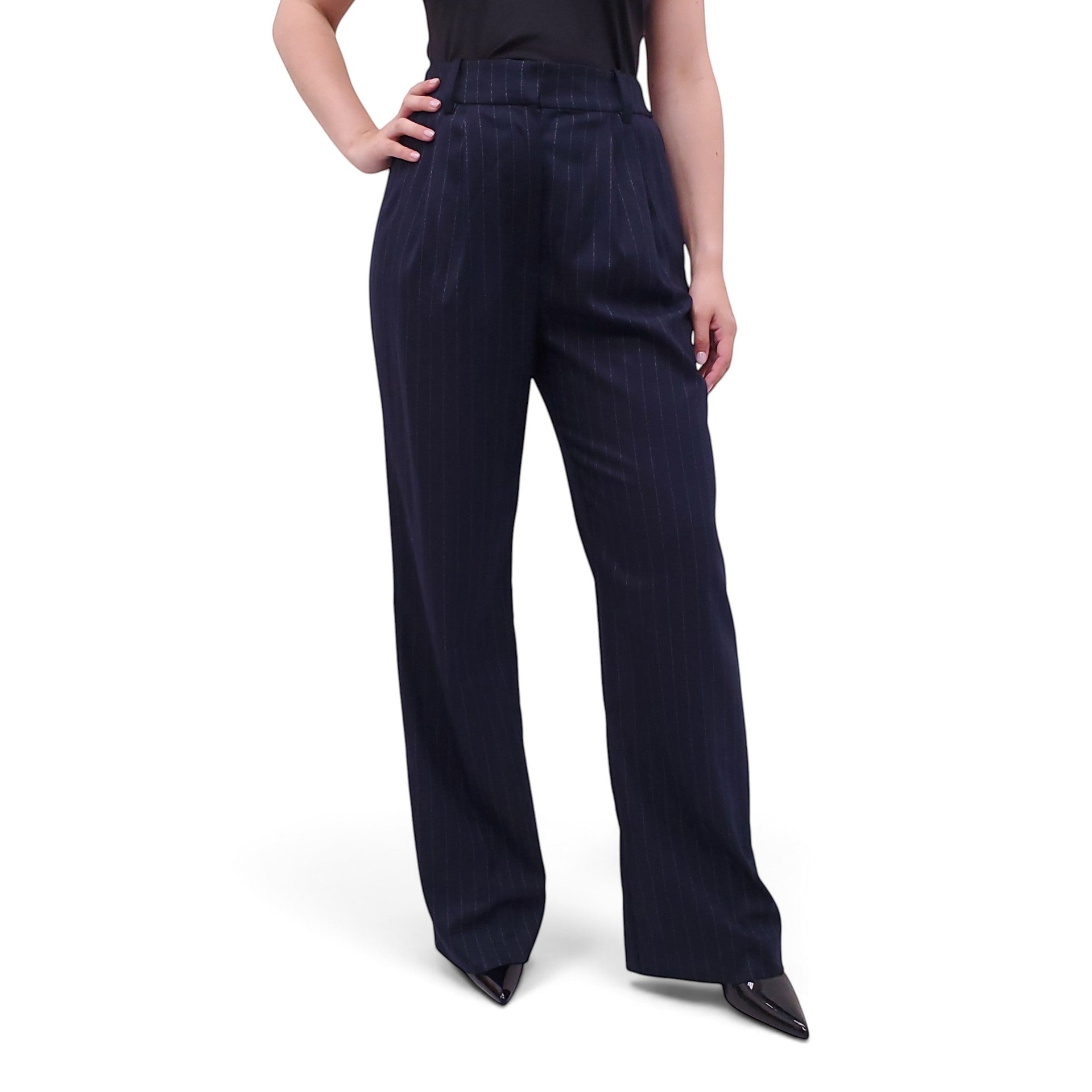 FAVORITE DAUGHTER NAVY PINSTRIPE PANTS SET - SIZE 10/8