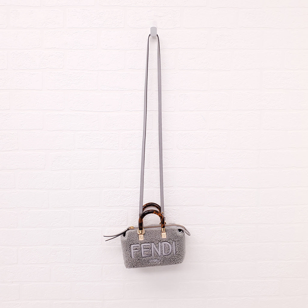 FENDI 2022 SHEEPSKIN LOGO EMBROIDERED 'BY THE WAY' MINI BOSTON BAG