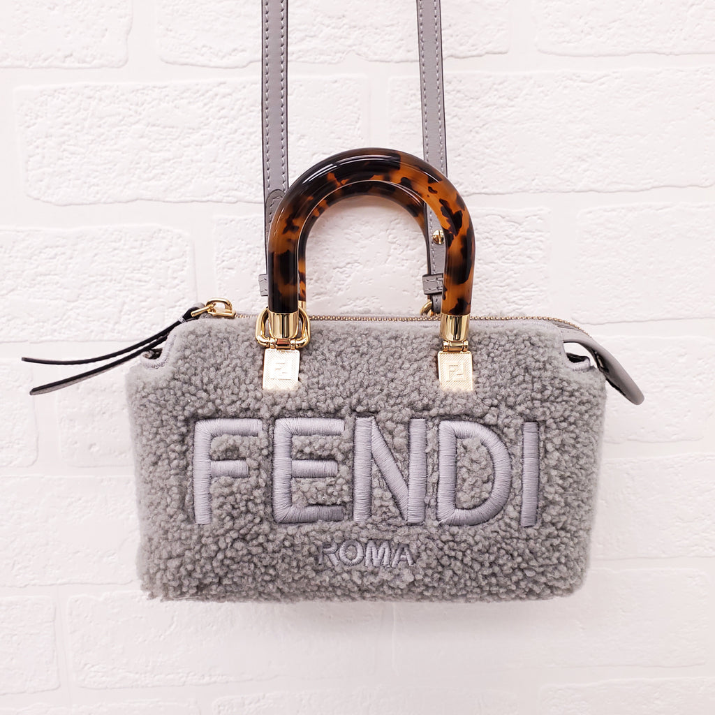 FENDI 2022 SHEEPSKIN LOGO EMBROIDERED 'BY THE WAY' MINI BOSTON BAG