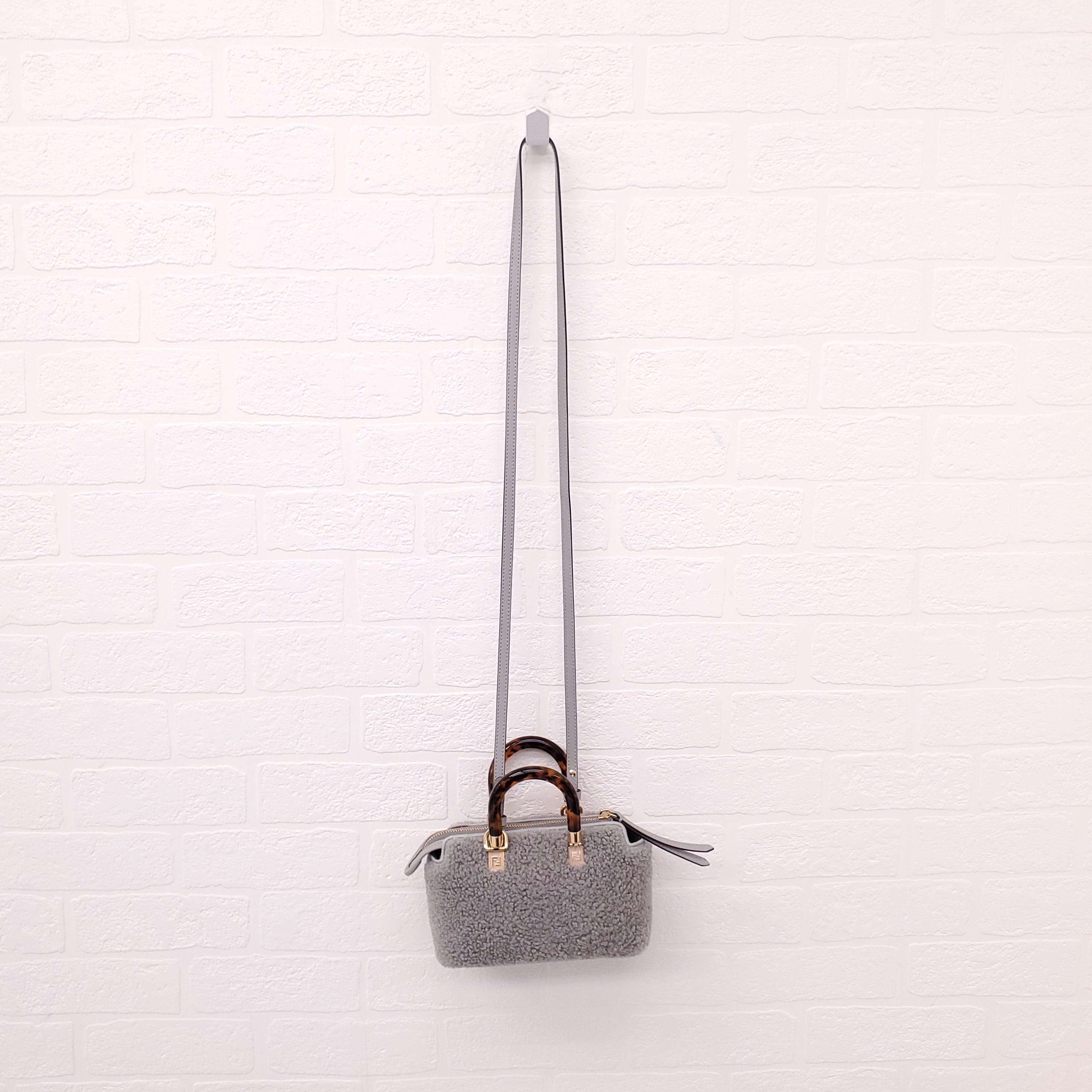 FENDI 2022 SHEEPSKIN LOGO EMBROIDERED 'BY THE WAY' MINI BOSTON BAG