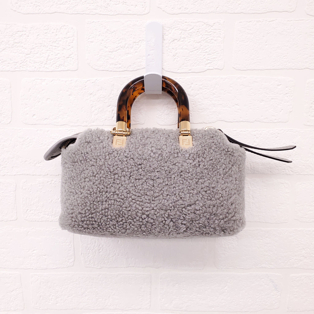 FENDI 2022 SHEEPSKIN LOGO EMBROIDERED 'BY THE WAY' MINI BOSTON BAG