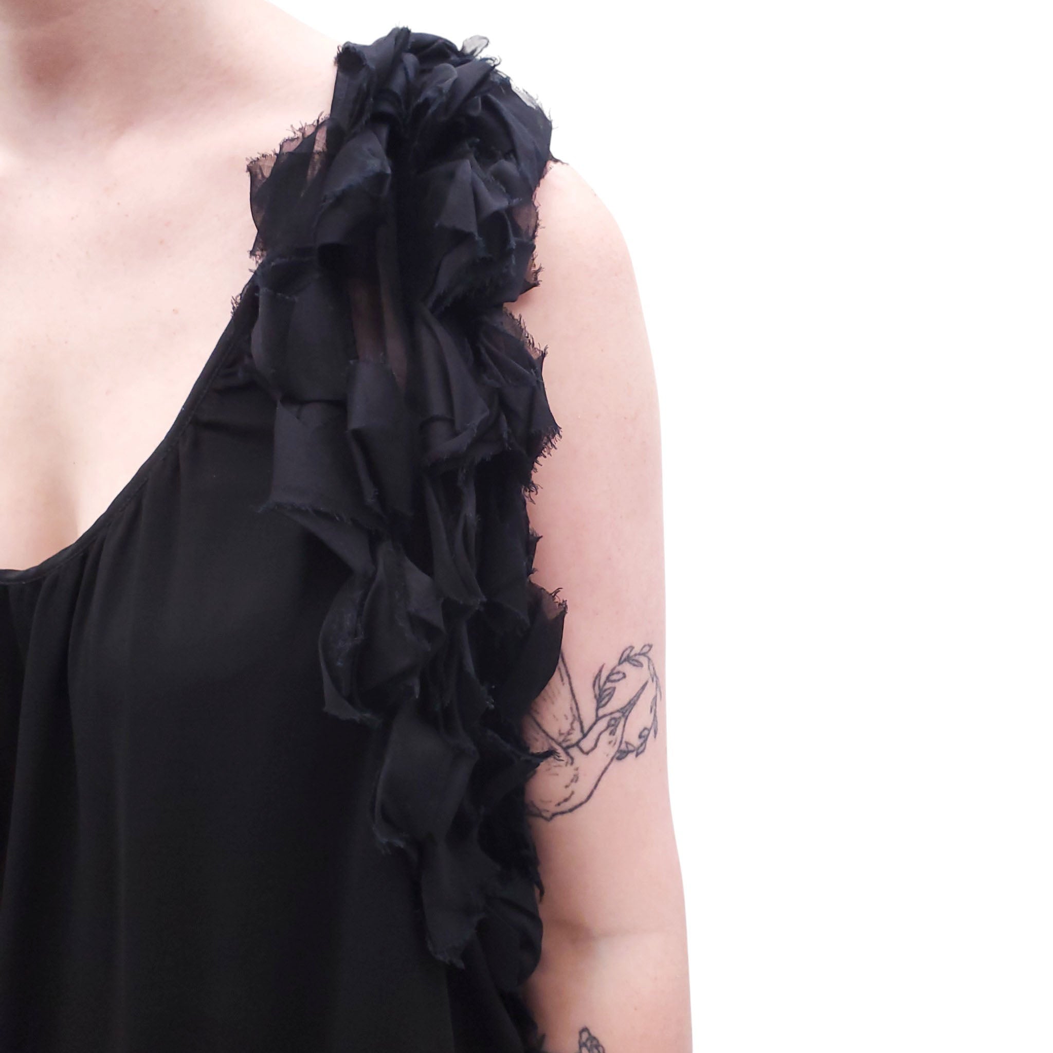 FENDI BLACK ABITO CADY CREPE DRESS - SIZE 48