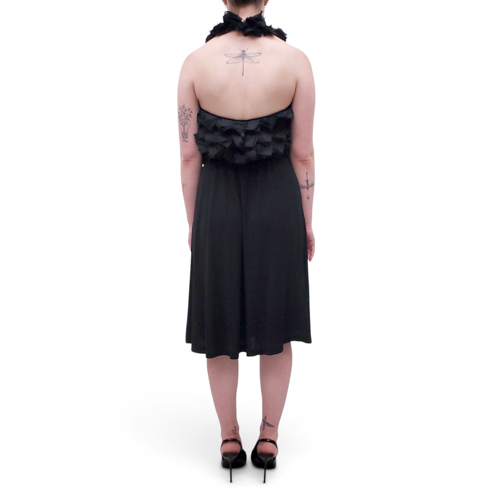 FENDI BLACK ABITO CADY CREPE DRESS - SIZE 48
