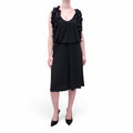 FENDI BLACK ABITO CADY CREPE DRESS - SIZE 48