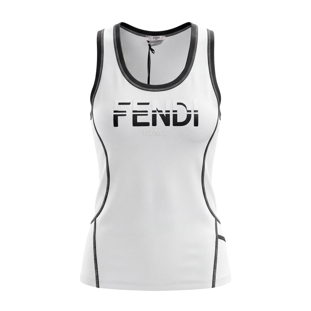 FENDI BLACK AND WHITE LOGO WORKOUT TOP - SIZE 46