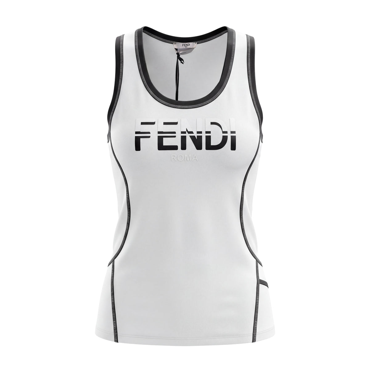 FENDI BLACK AND WHITE LOGO WORKOUT TOP - SIZE 46
