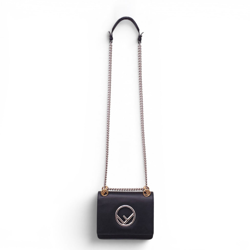 FENDI BLACK DUAL METAL LOGO BAG
