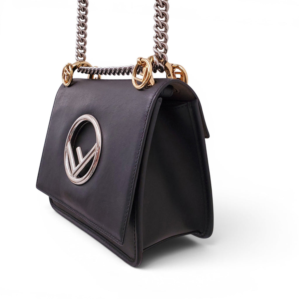 FENDI BLACK DUAL METAL LOGO BAG