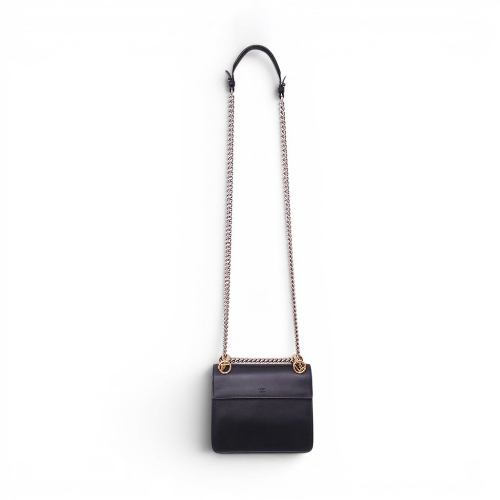 FENDI BLACK DUAL METAL LOGO BAG
