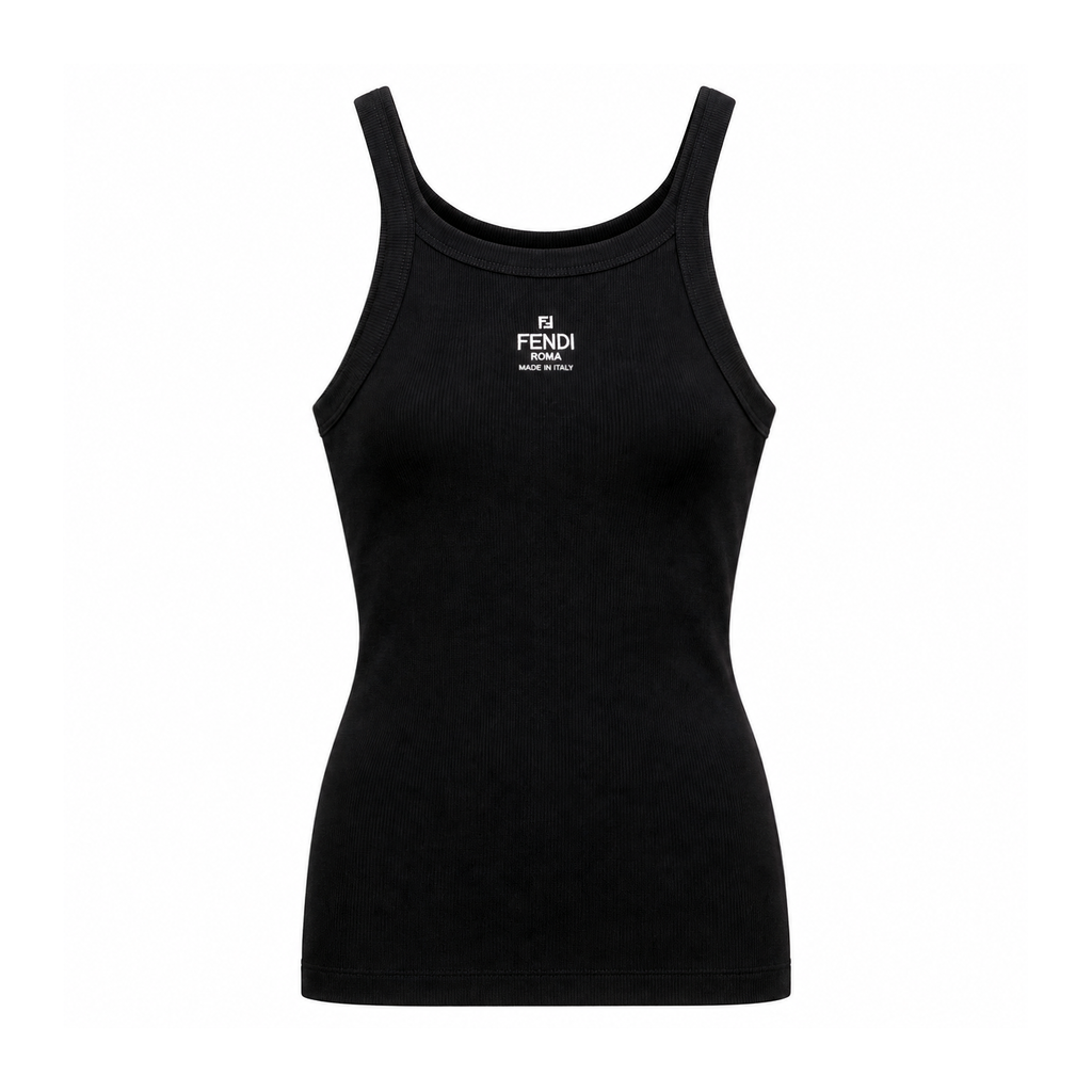 FENDI BLACK LOGO TANK TOP - SIZE XS