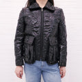 FENDI BLACK MOLDED LEATHER MOTORCYCLE JACKET - SIZE 40