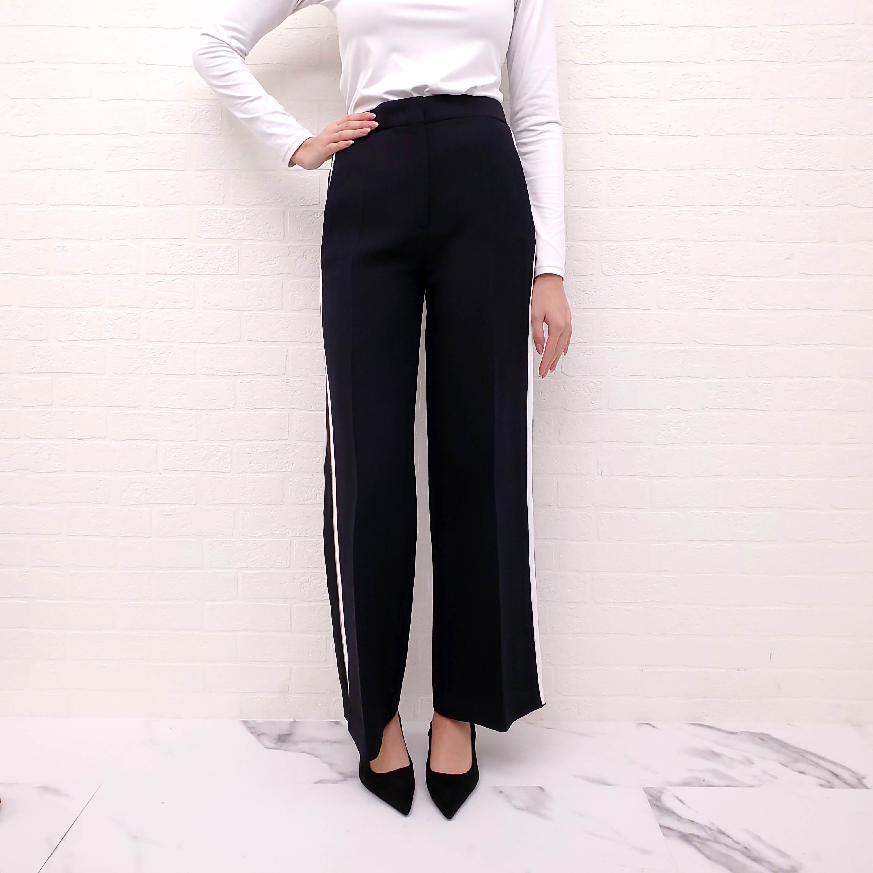 FENDI BLACK PANTS WITH PINSTRIPE DETAIL - SIZE XXS