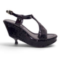 FENDI BLACK SEQUIN WEDGE KITTEN HEELS - SIZE 36.5