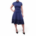 FENDI BLUE SWEATER DRESS WITH VELVET DETAILS  - SIZE M
