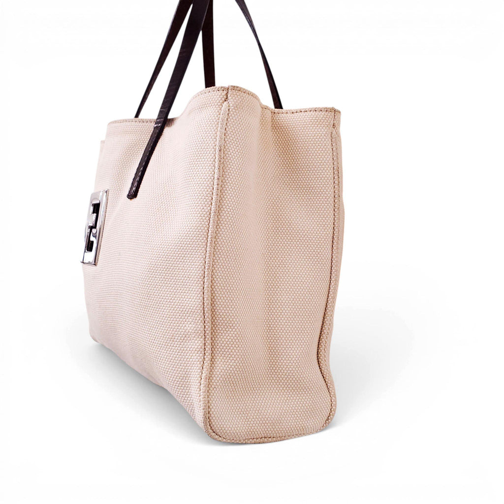 FENDI CREAM CANVAS TOTE BAG