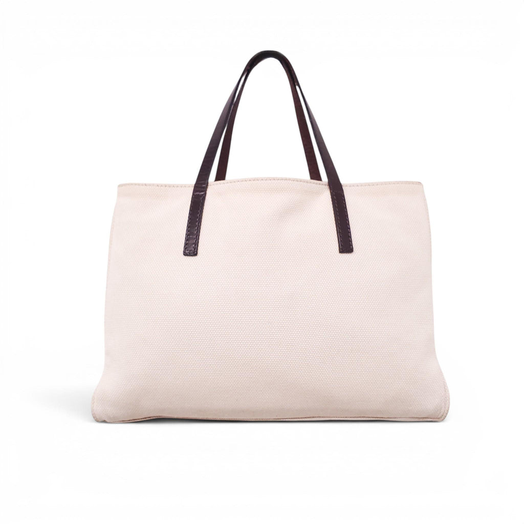 FENDI CREAM CANVAS TOTE BAG