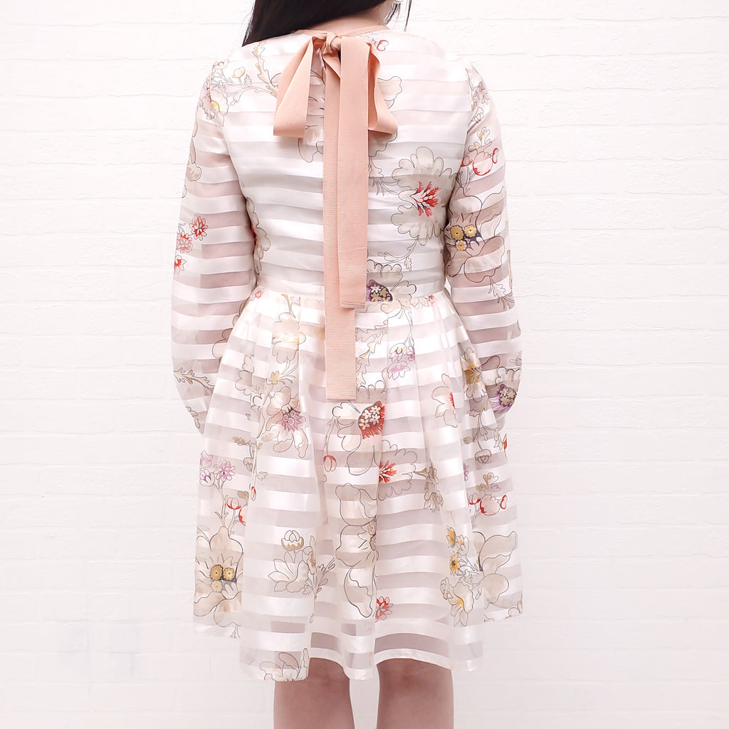 FENDI CREAM SILK PODESWA FLORAL DRESS - SIZE 42