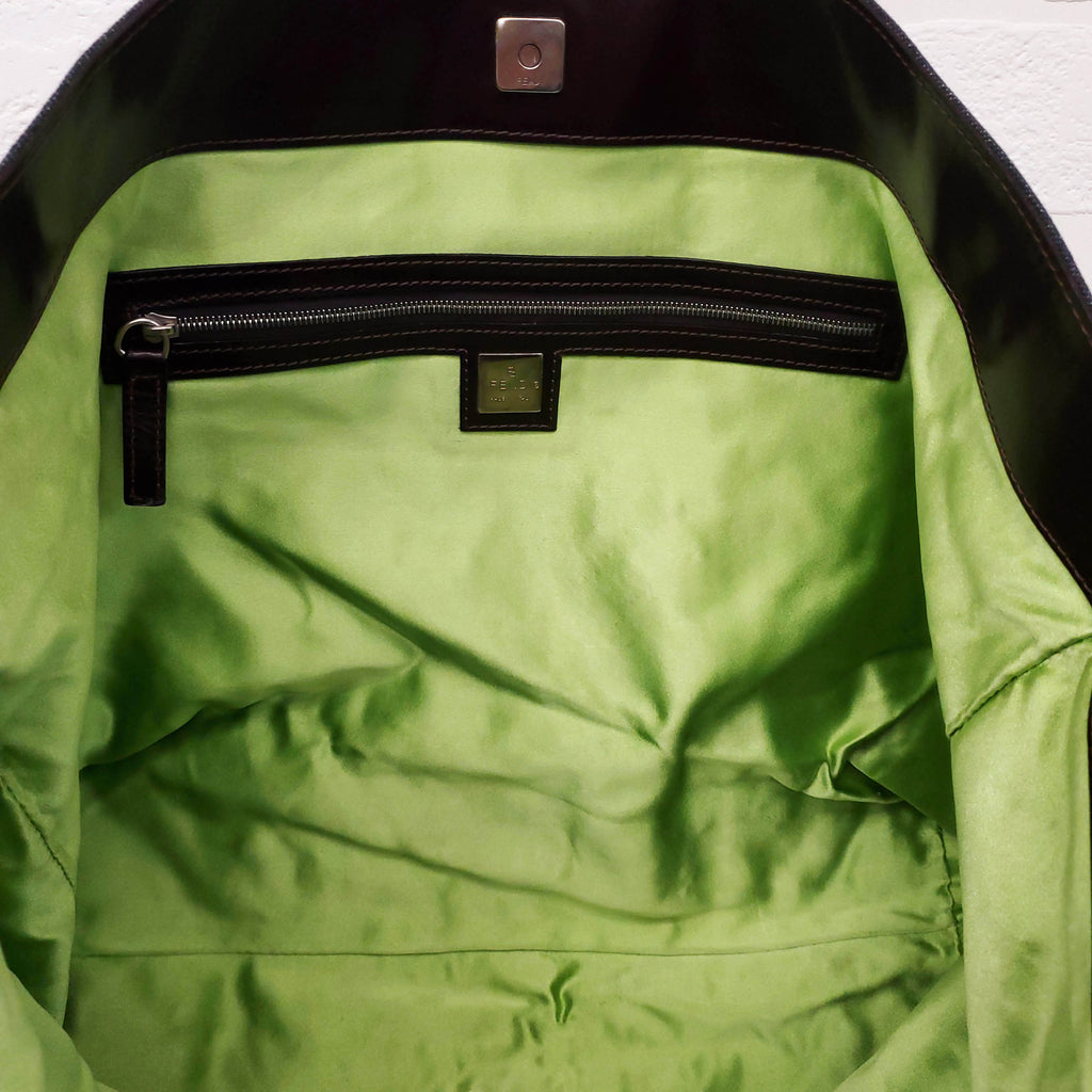 FENDI DENIM FLORAL MESH TOTE