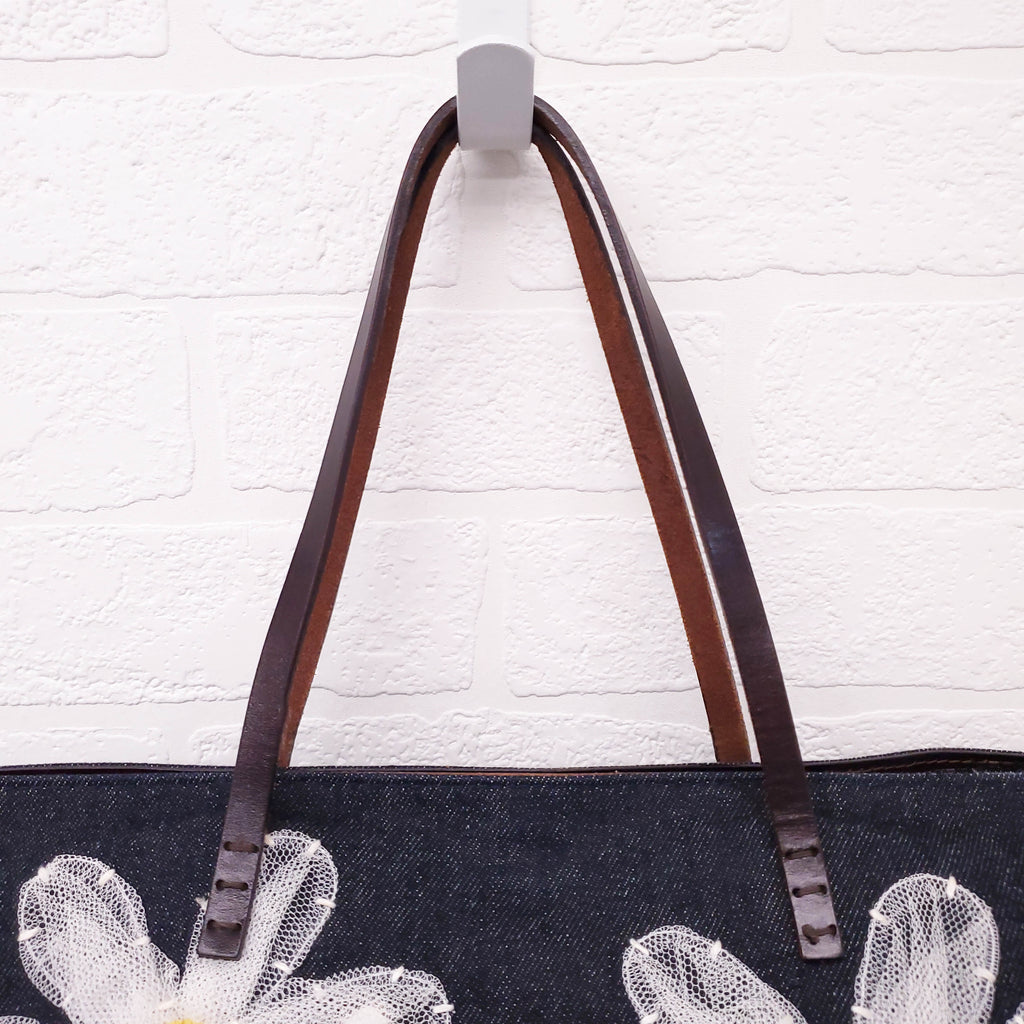 FENDI DENIM FLORAL MESH TOTE