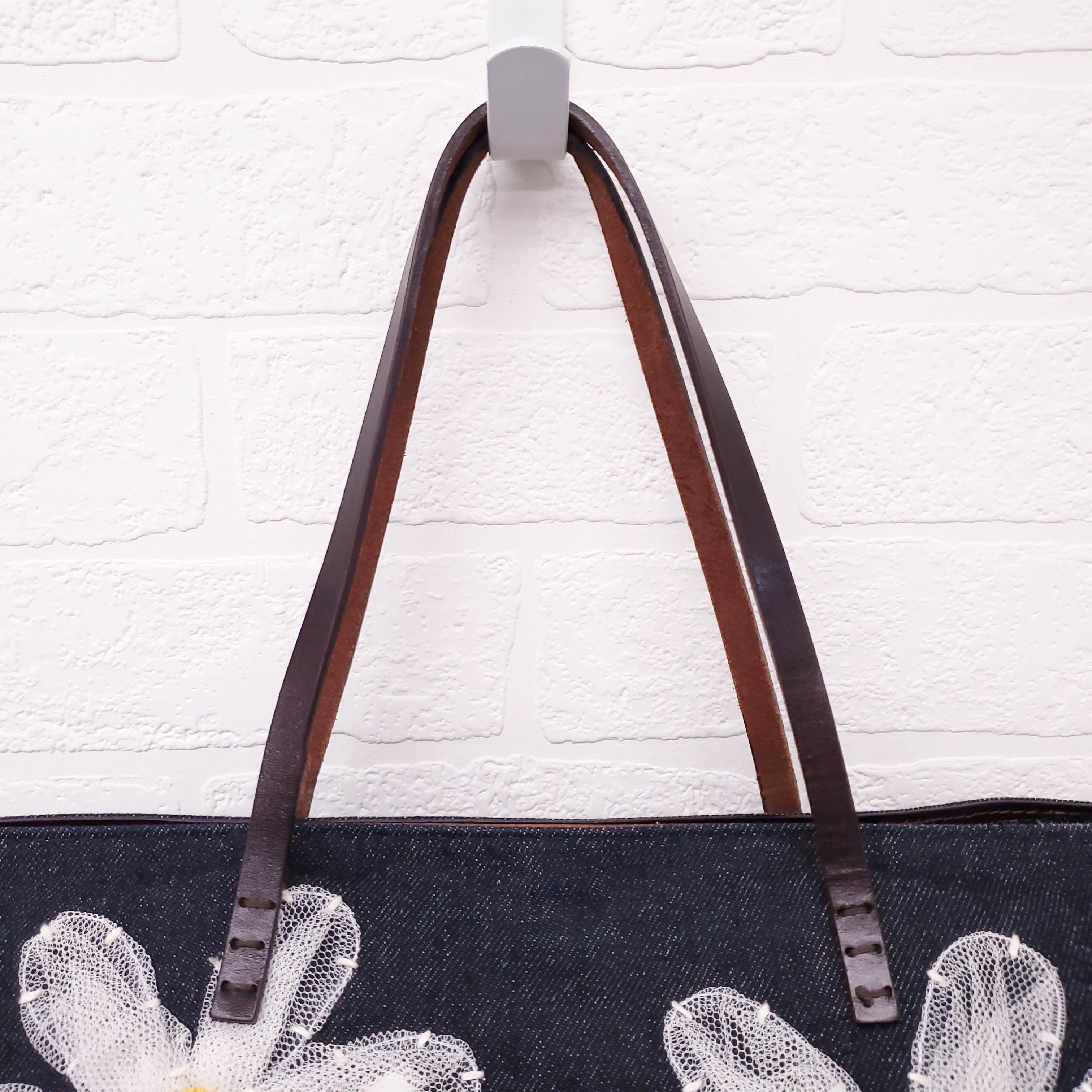 FENDI DENIM FLORAL MESH TOTE