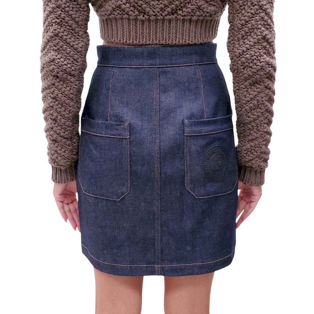 FENDI DENIM SKIRT WITH LOGO BUTTONS  - SIZE 40