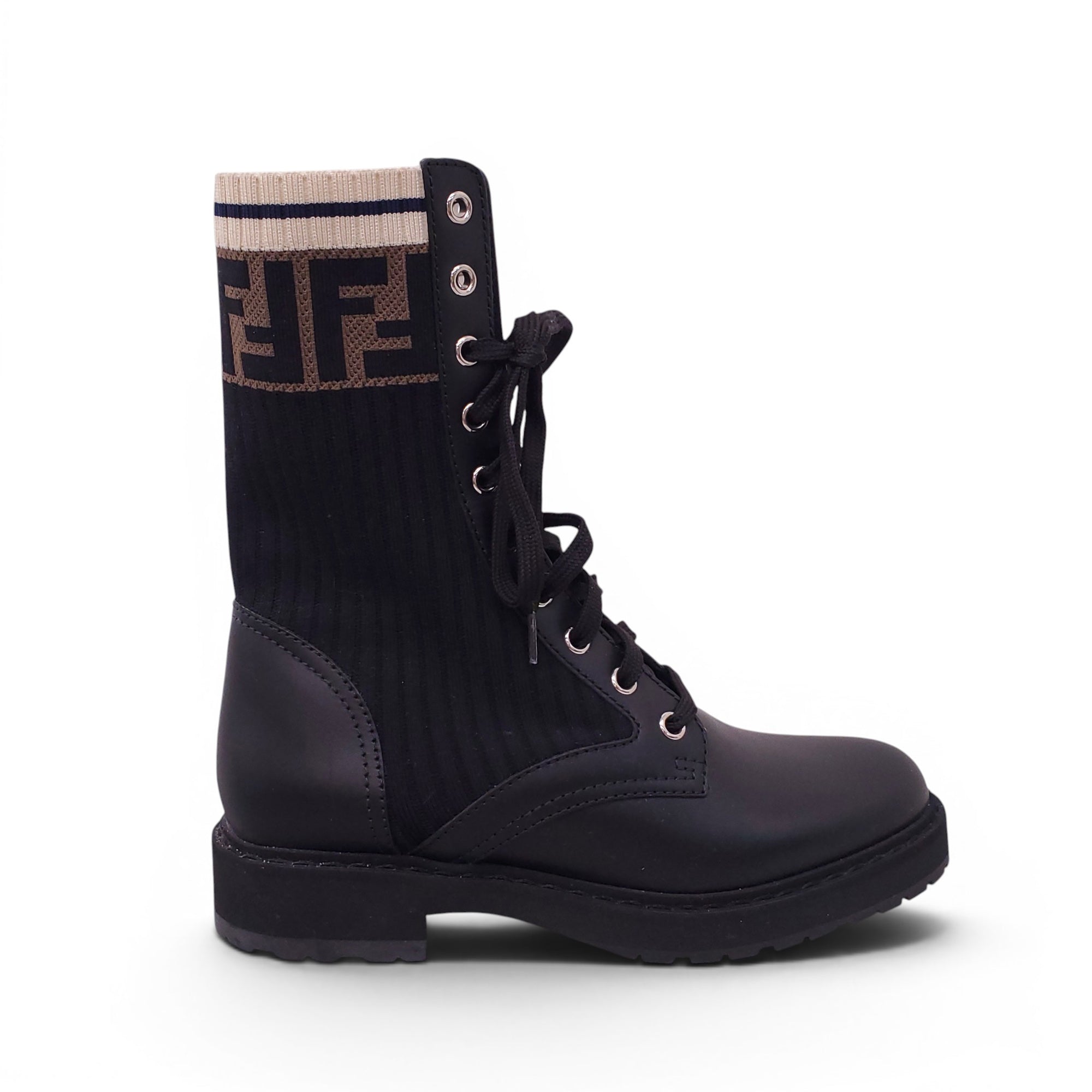 FENDI FF MONOGRAM LOGO BOOTS - SIZE 36