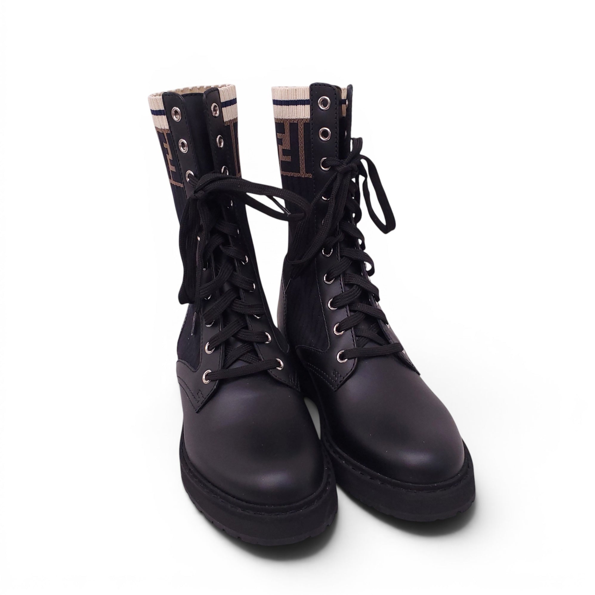 FENDI FF MONOGRAM LOGO BOOTS - SIZE 36