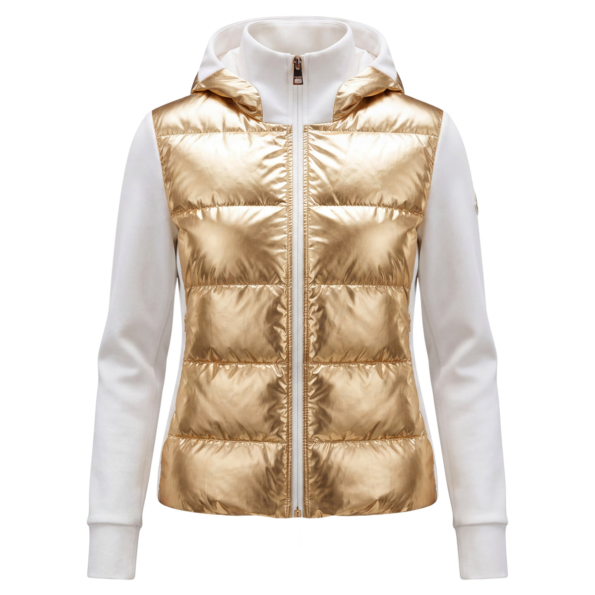 FENDI GOLD AND WHITE HOODIE JACKET - SIZE 40