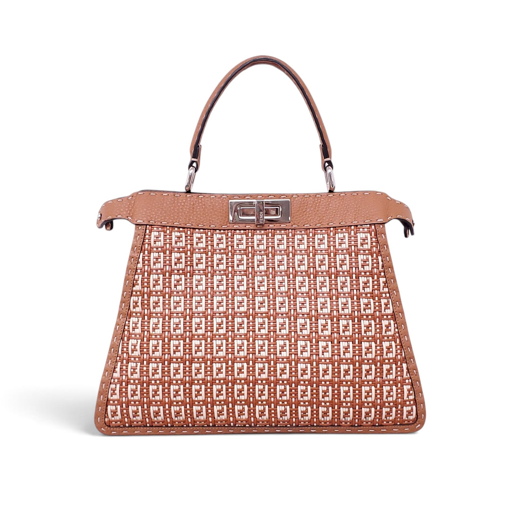 FENDI INTERLACED LEATHER PEEKABOO ISEEU TOP HANDLE BAG