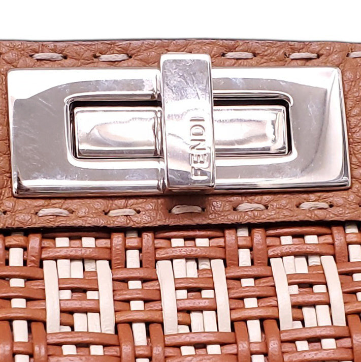 FENDI INTERLACED LEATHER PEEKABOO ISEEU TOP HANDLE BAG
