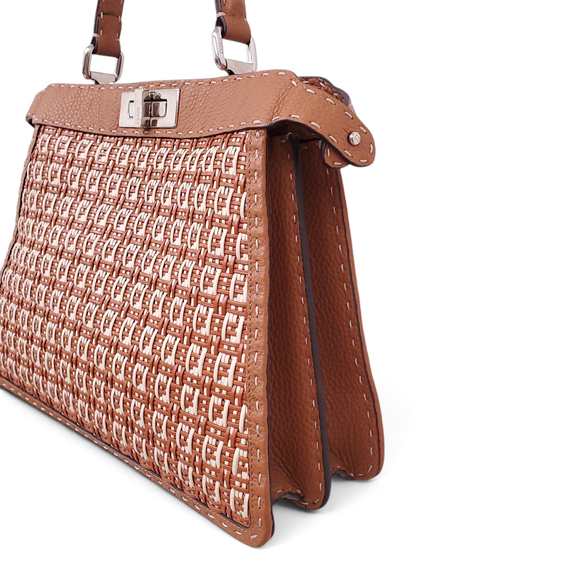 FENDI INTERLACED LEATHER PEEKABOO ISEEU TOP HANDLE BAG