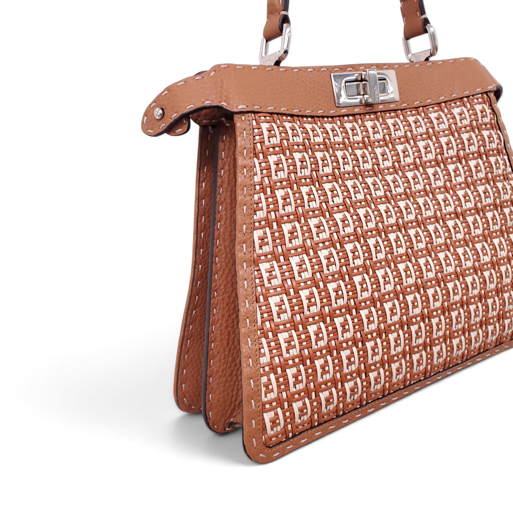 FENDI INTERLACED LEATHER PEEKABOO ISEEU TOP HANDLE BAG