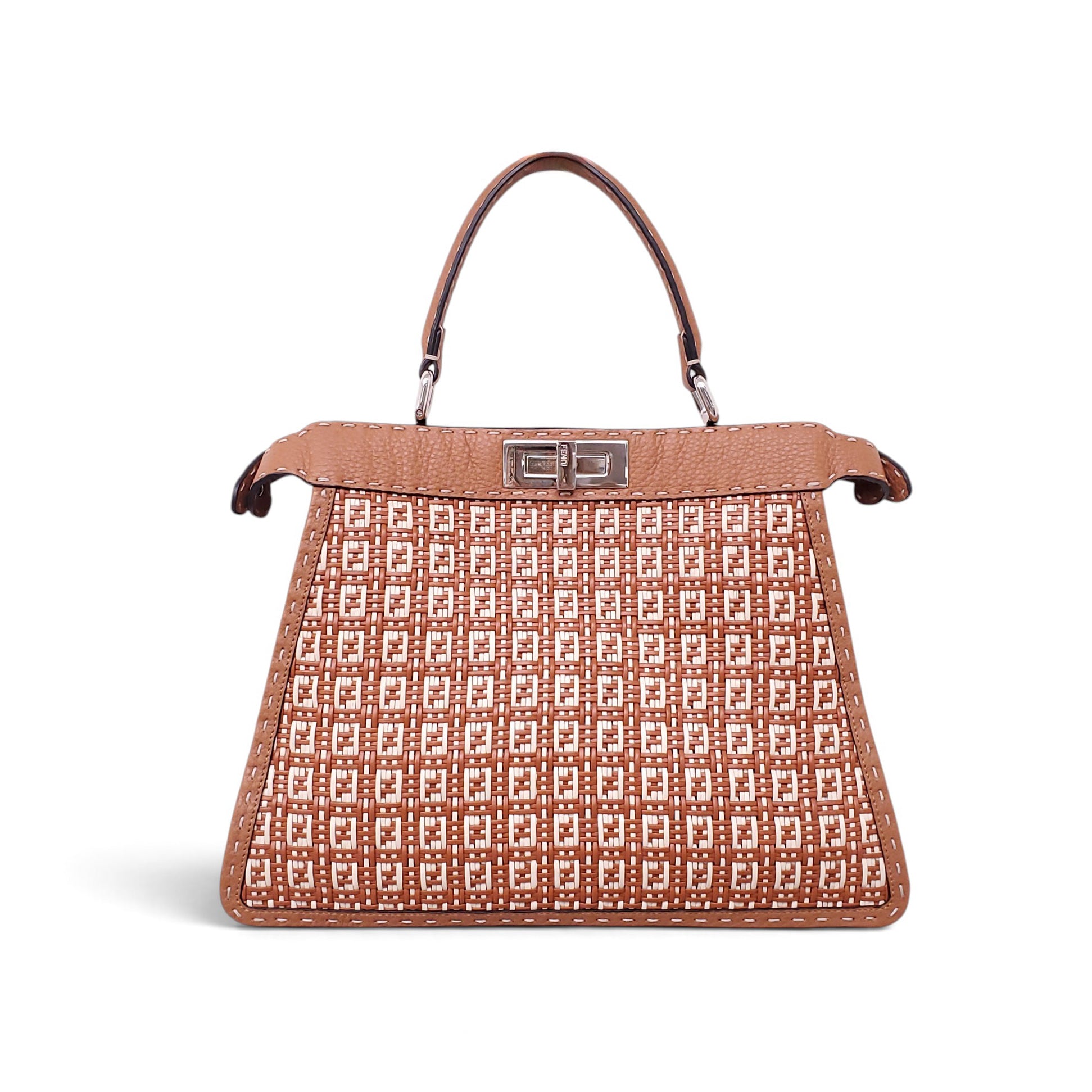 FENDI INTERLACED LEATHER PEEKABOO ISEEU TOP HANDLE BAG