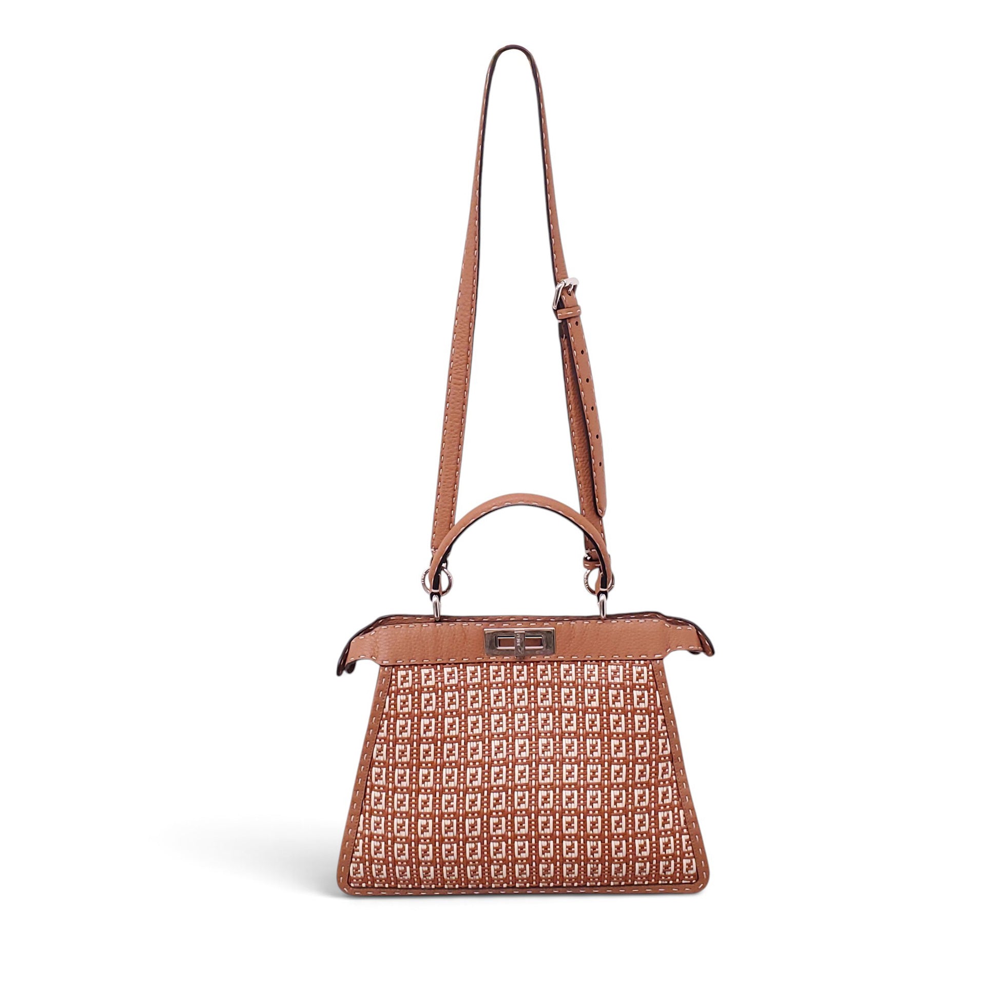 FENDI INTERLACED LEATHER PEEKABOO ISEEU TOP HANDLE BAG