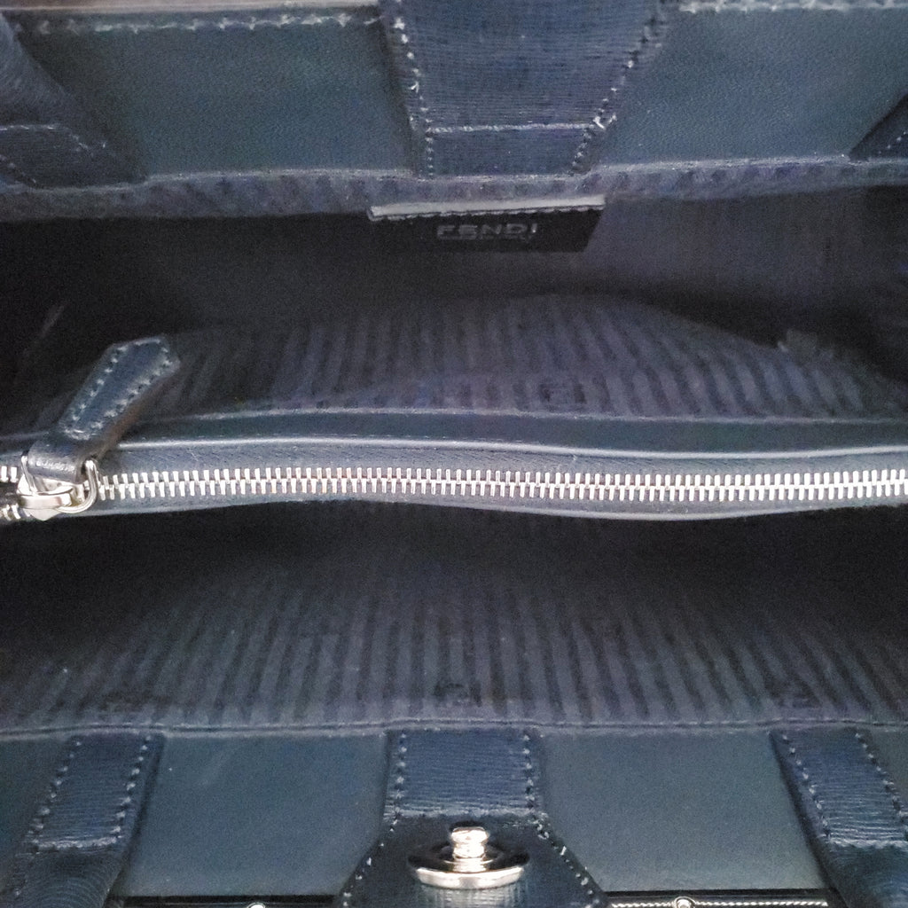 FENDI NAVY 2 JOUR MINI TOTE BAG