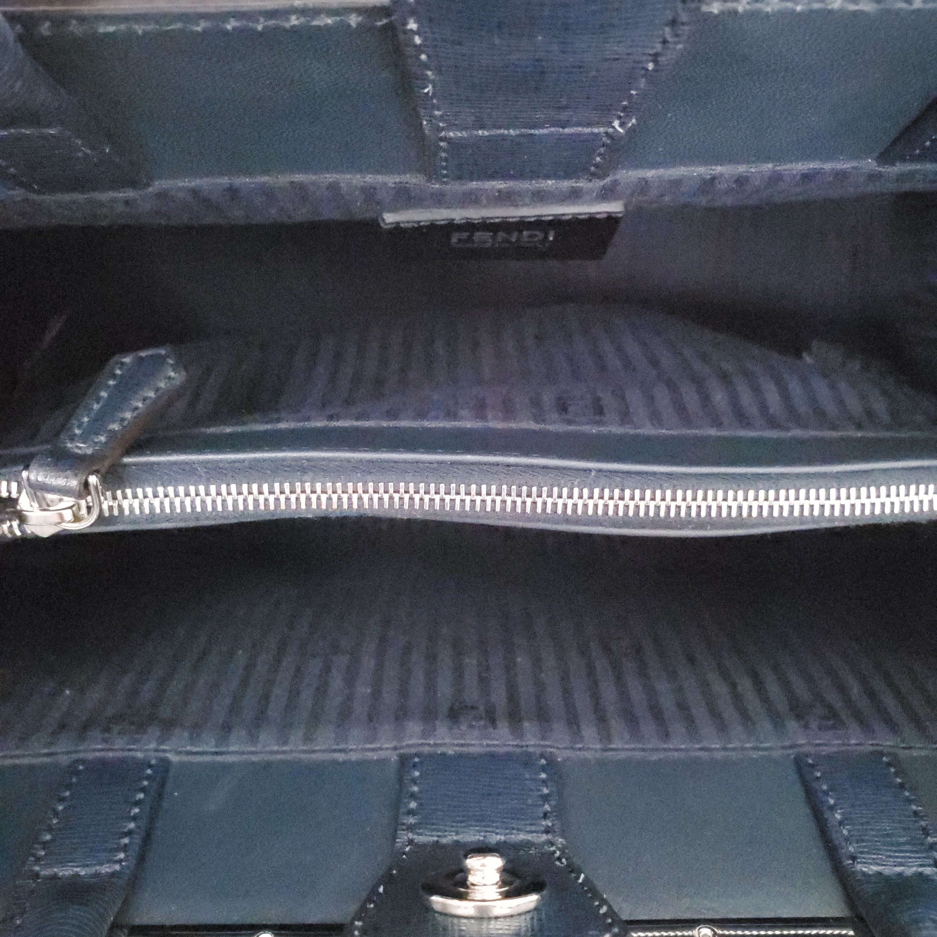 FENDI NAVY 2 JOUR MINI TOTE BAG