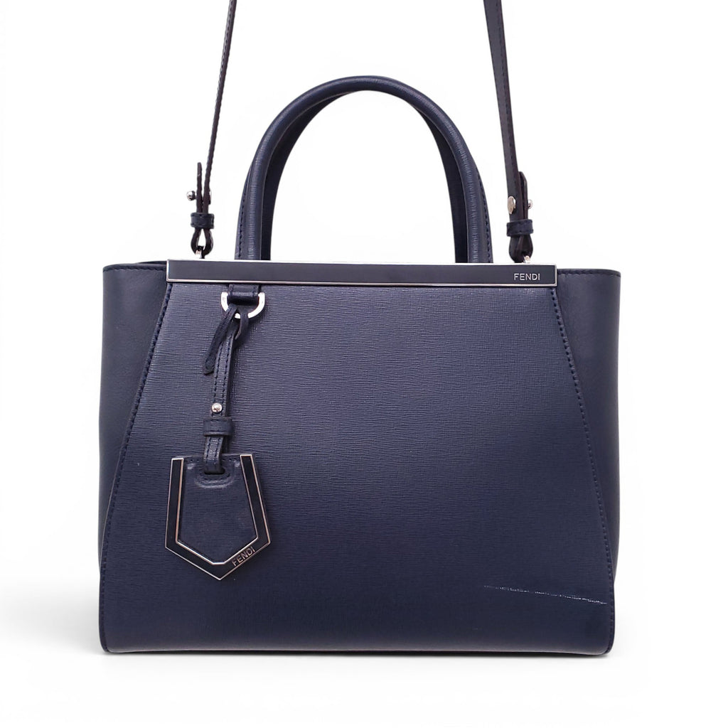 FENDI NAVY 2 JOUR MINI TOTE BAG