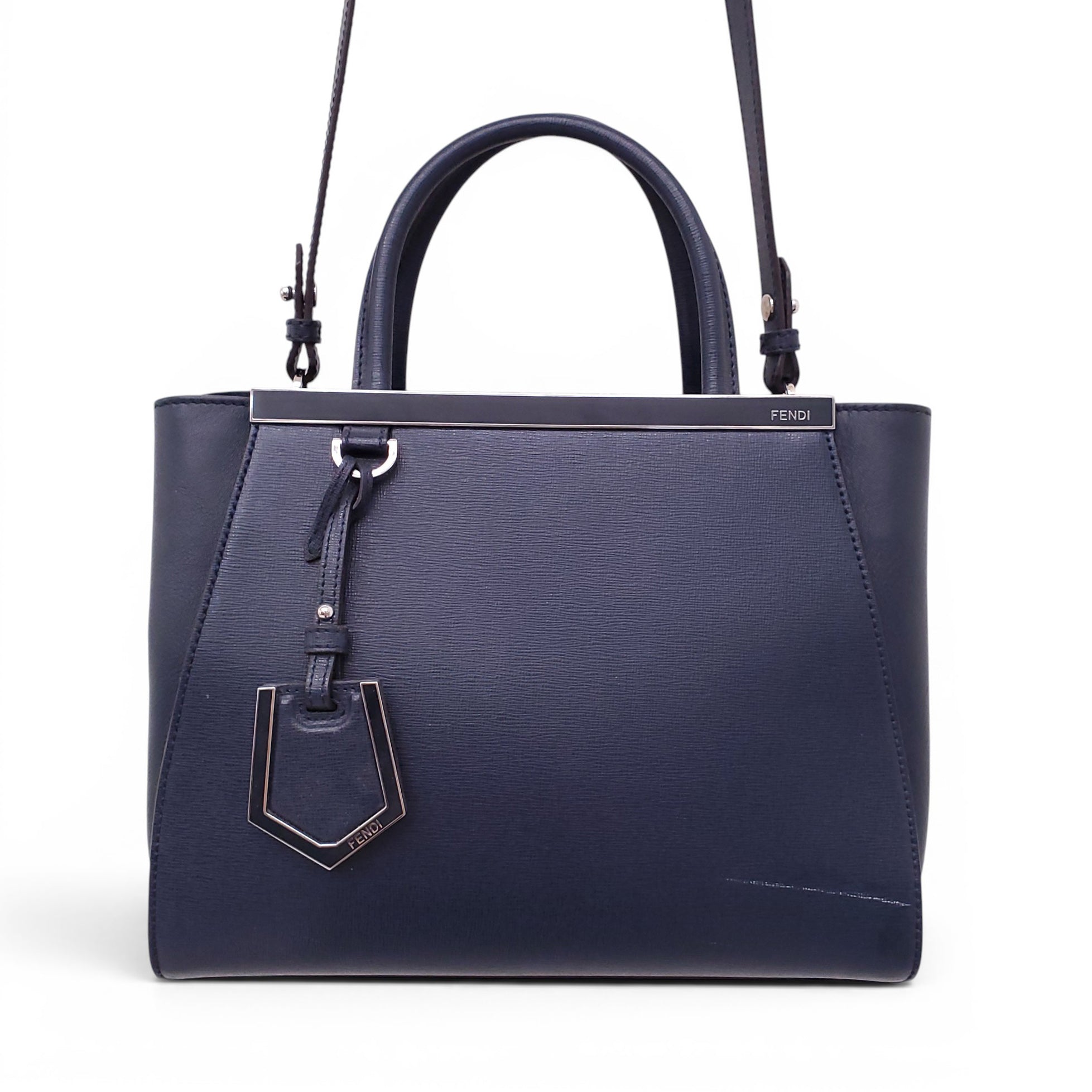 FENDI NAVY 2 JOUR MINI TOTE BAG