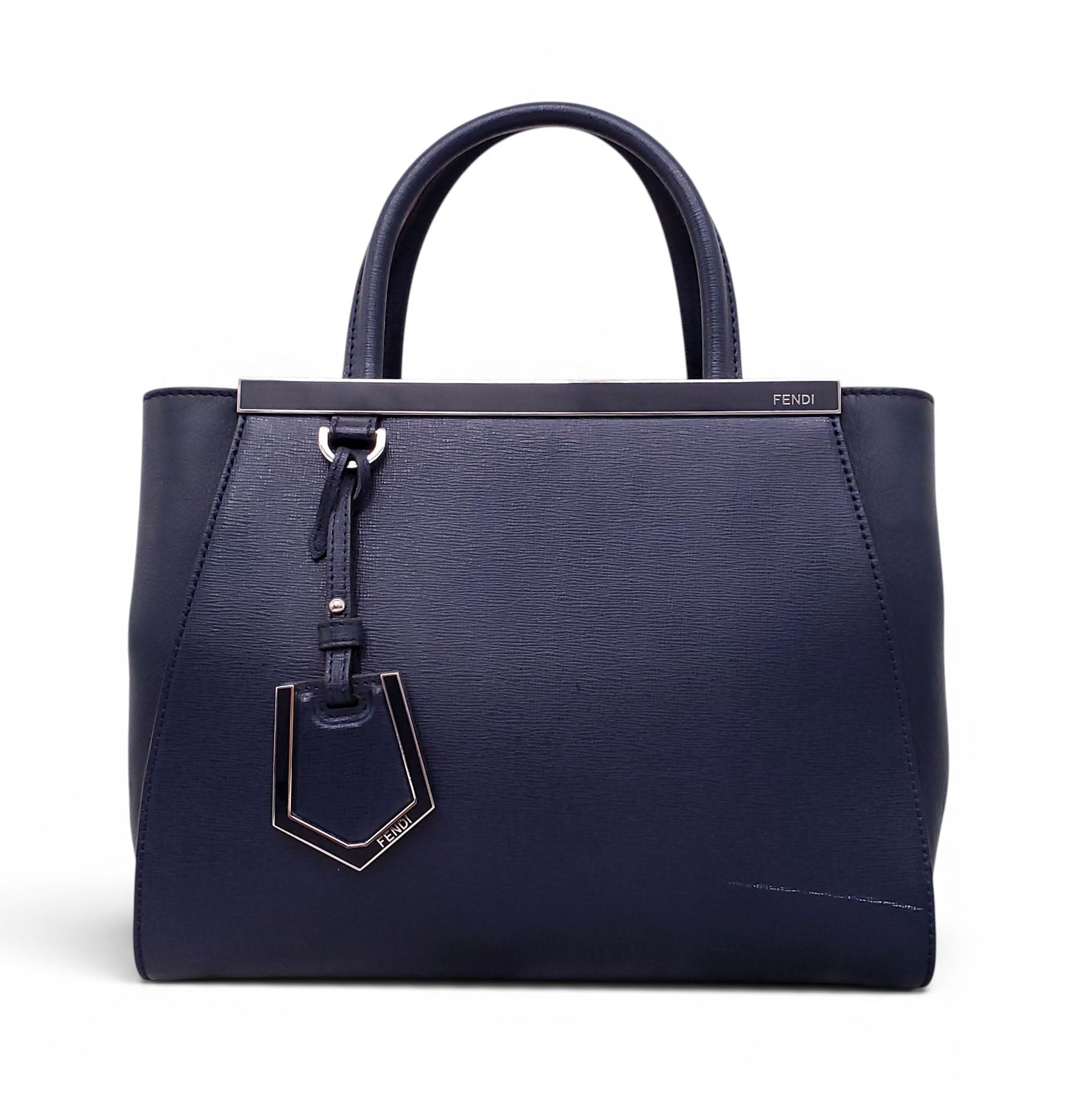 FENDI NAVY 2 JOUR MINI TOTE BAG
