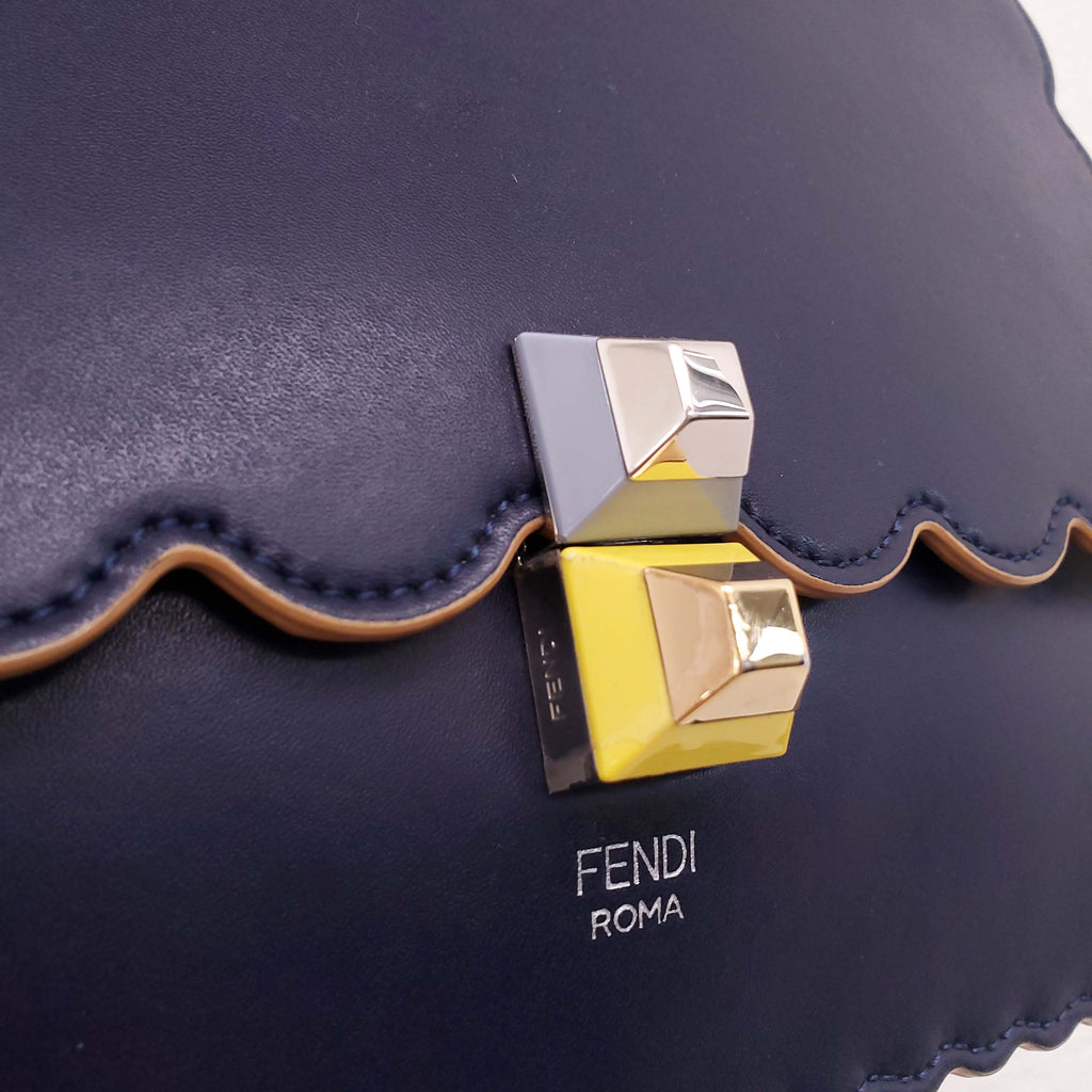 FENDI NAVY LEATHER 'MEDIUM KAN' BAG