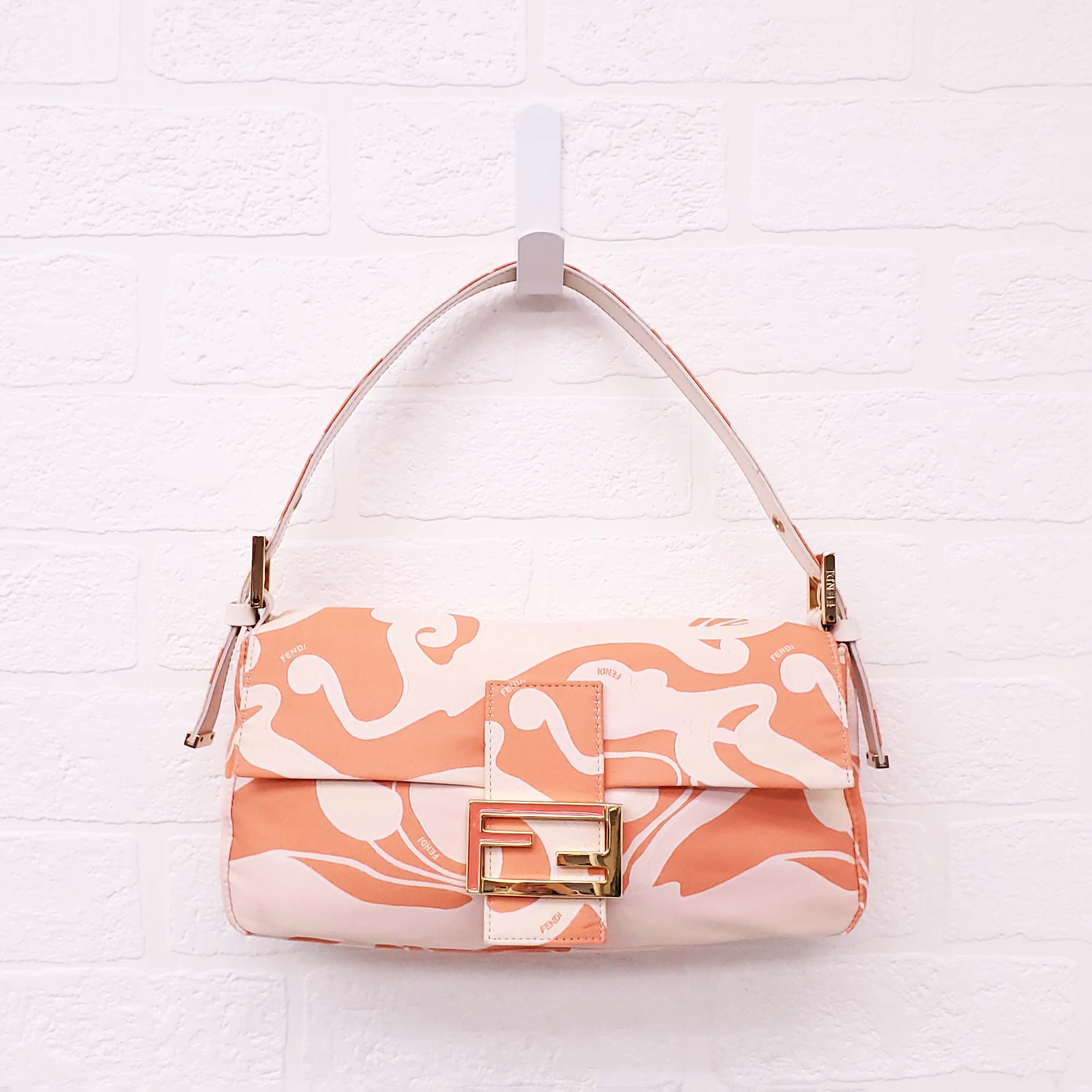 FENDI ORANGE AND YELLOW 'ZUCCA FF PSYCHEDELIC BAGUETTE' SHOULDER BAG