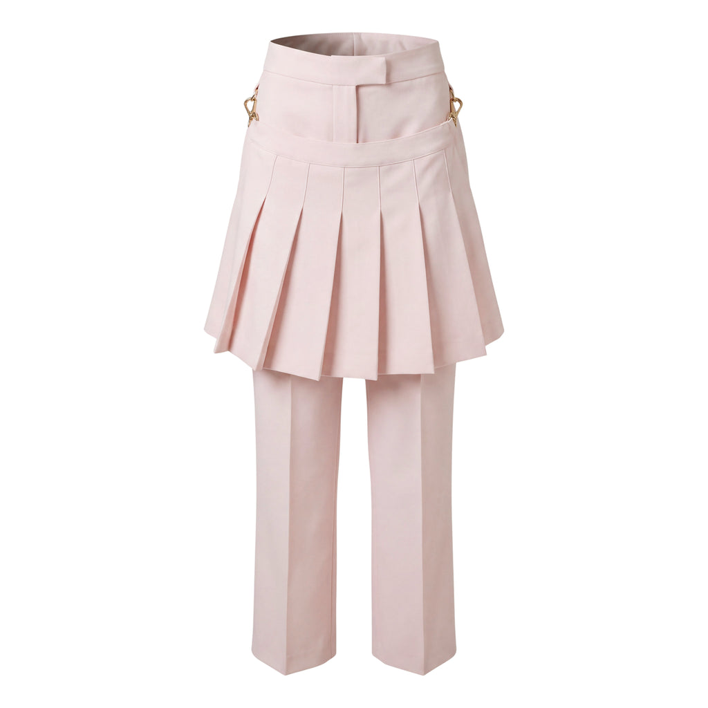 FENDI PANTS WITH OVERLAY SKIRT CHAIN LOGO DETAIL - SIZE 40