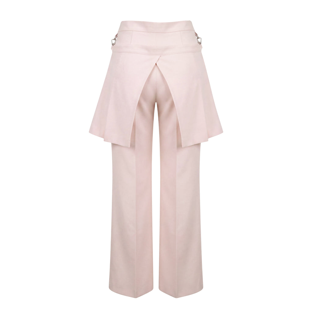 FENDI PANTS WITH OVERLAY SKIRT CHAIN LOGO DETAIL - SIZE 40