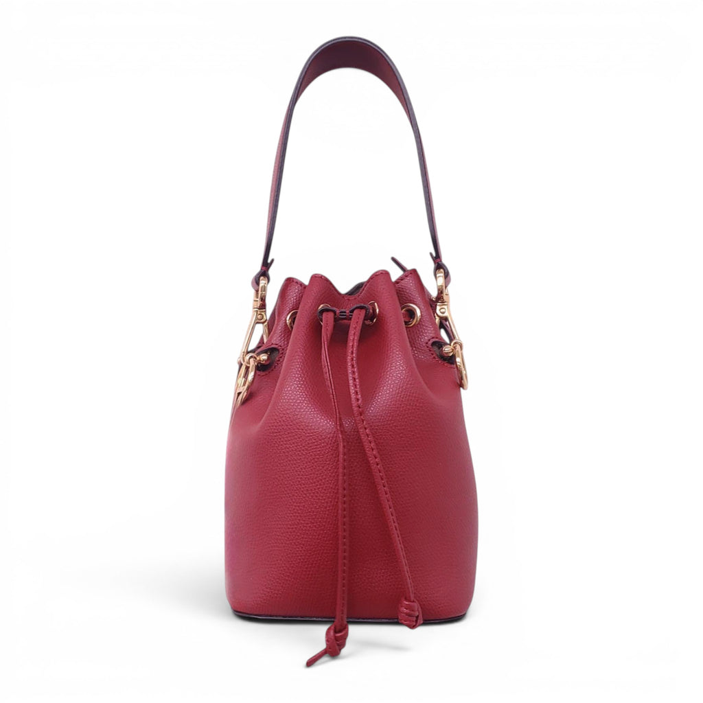 FENDI RED LEATHER MINI MON TRESOR BUCKET BAG