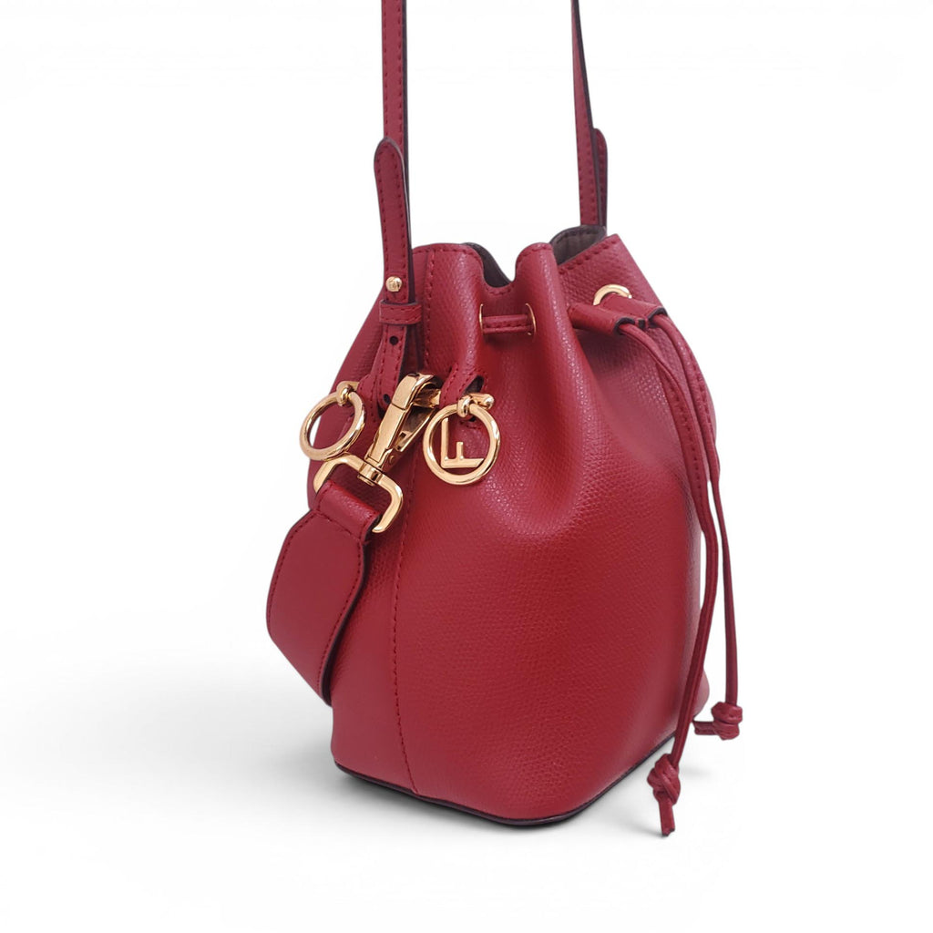 FENDI RED LEATHER MINI MON TRESOR BUCKET BAG