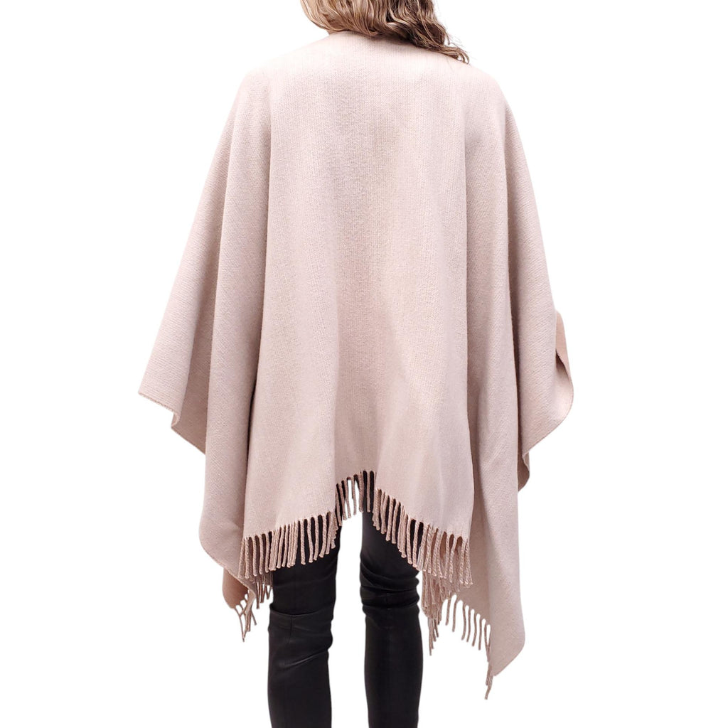 FENDI SHAWL WITH LOGO LAM. FUR POCKETS  - ONE SIZE